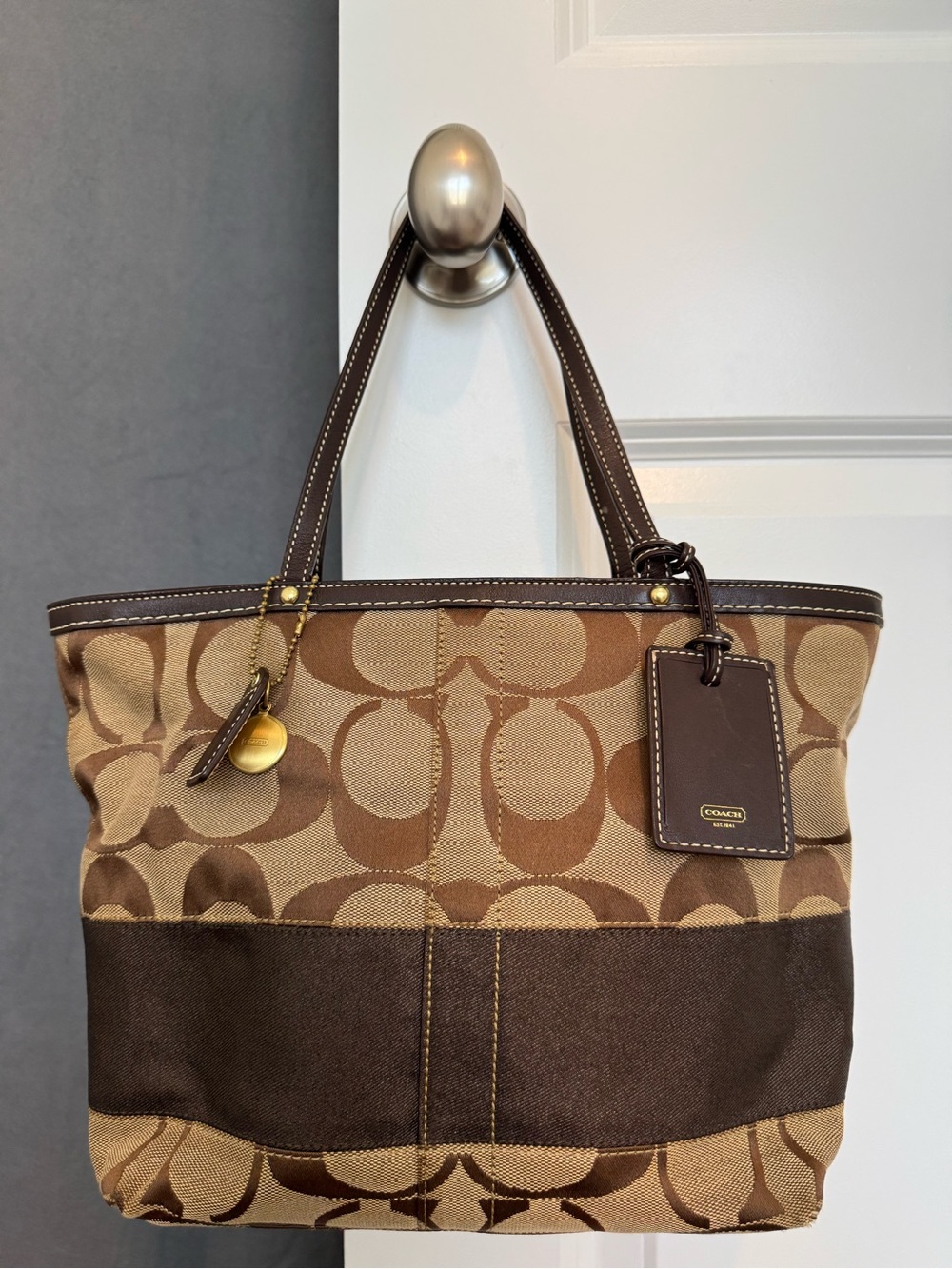 Coach Vintage Brown Signature Tote Bag